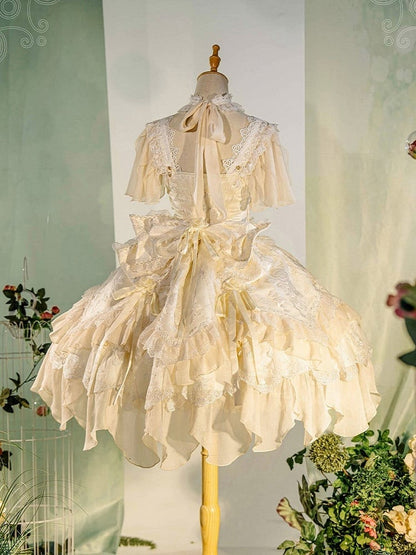 Ruffles Light Hanayome JSK Rose Flowing Accents Dress Short Layered Lolita Yellow Version with