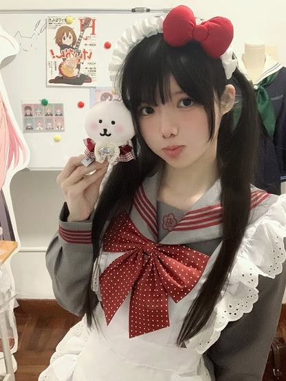 Bow Uniform Polka-dot Red Pattern JK Tie