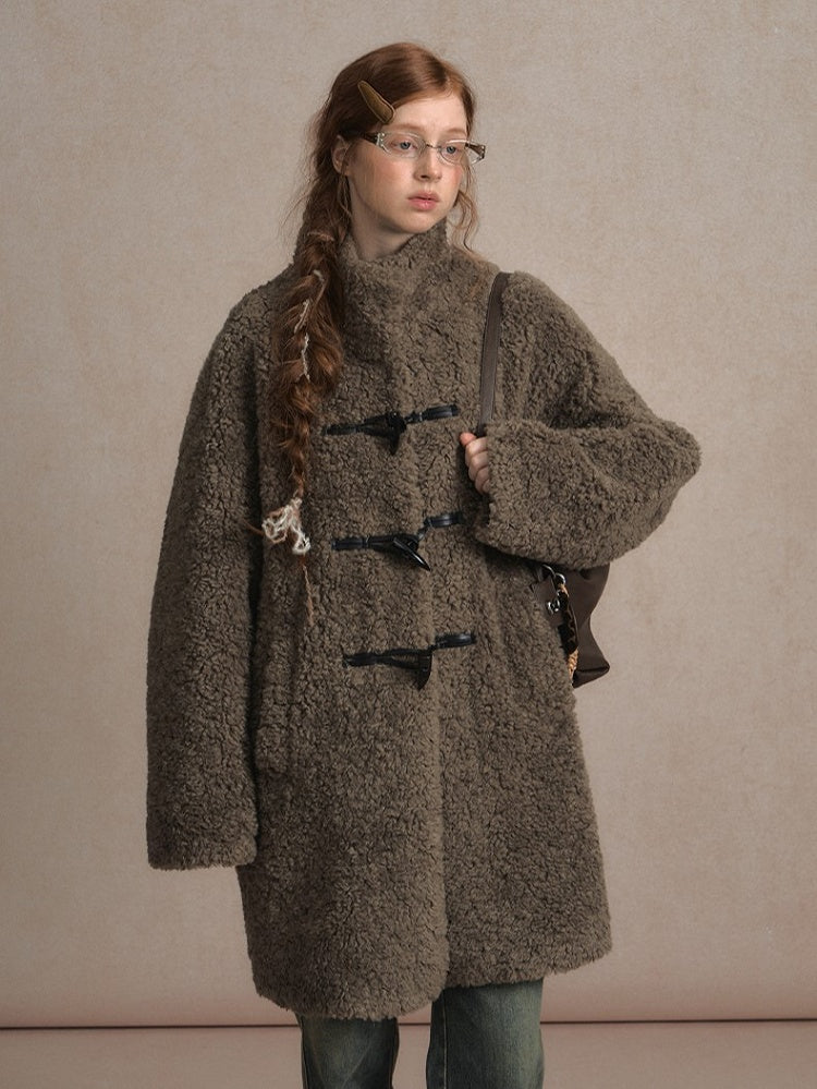 Coat with Toggle Closures Timeless Dark Gray Fleece