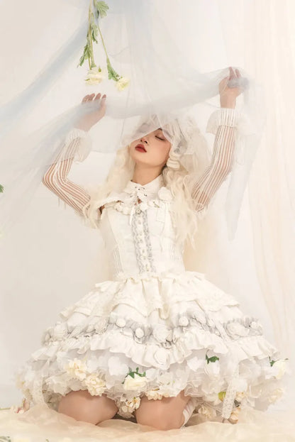 春の収穫 長さ 花柄 35cm/45cm ホワイトホワイト ペチコート