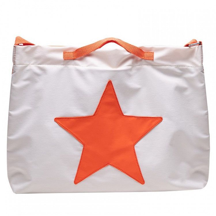 White  Orange Star Tote Bag Capacity Large With