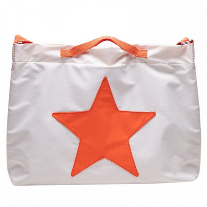 White  Orange Star Tote Bag Capacity Large With