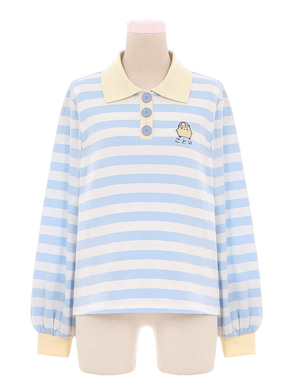 Little Chicken – Blau gestreiftes Langarm-Top