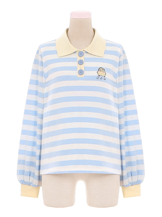 Little Chicken – Blau gestreiftes Langarm-Top