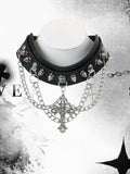 Black/White/Gray Choker Studs Charm Details Cross