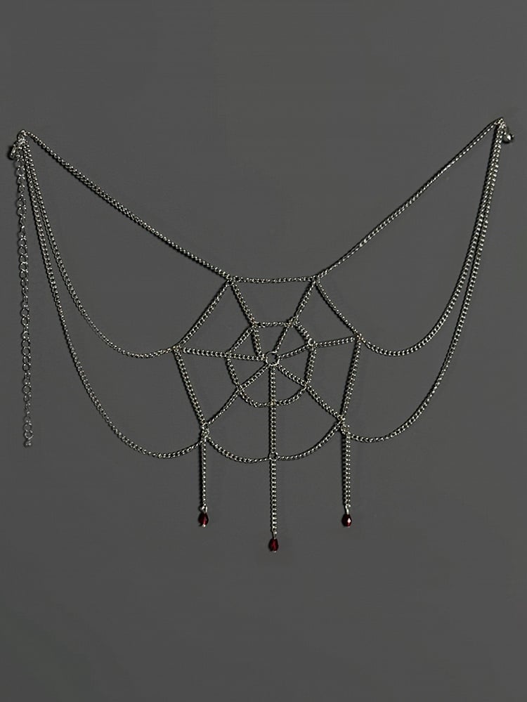Kette / Rotes Gothic Lolita Accessoire Web Schwarze Taillenspinne