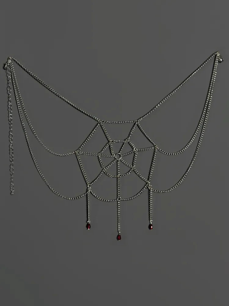 Black / Red Spider Web Waist Chain Gothic Lolita Accessory
