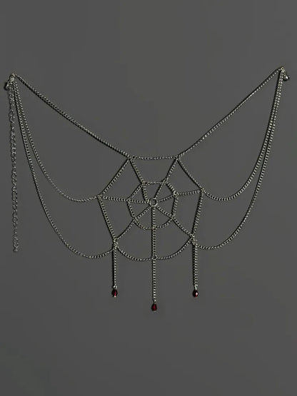 Black / Red Spider Web Waist Chain Gothic Lolita Accessory