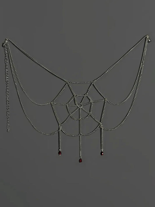 Black / Red Spider Web Waist Chain Gothic Lolita Accessory