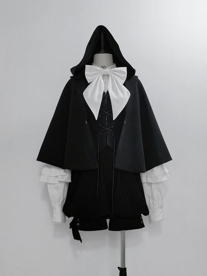 ファッション王子裾ロリータ黒ケープハイロー