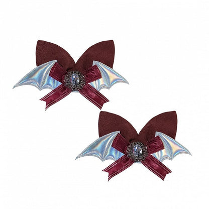 Blue/Black/Red Bat Hairclips Wings Dark