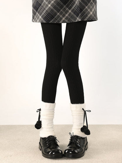 Slouchy Colors Fuzzy Warmers Leg Decoration 4 Pom-Pom