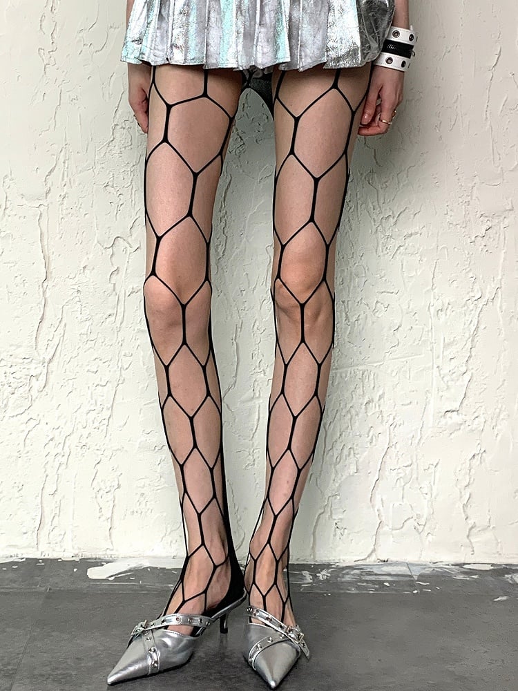 Strumpfhose Y2K Cut-out Schwarz/Rot/Rosenrot Design