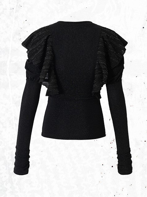 Kettendruck Juliette Flutter mit schwarzen Gothic-Overlays Top Punk-Ärmel