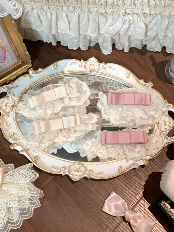 Color Pattern Socks + Cuff Butterfly 5 Detachable Bow Options Lace Calf