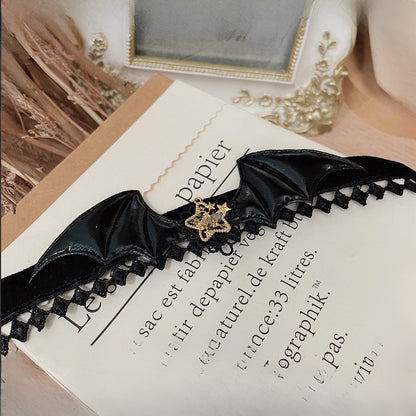 Halloween Bat Decorated Star Black Design Wings Choker