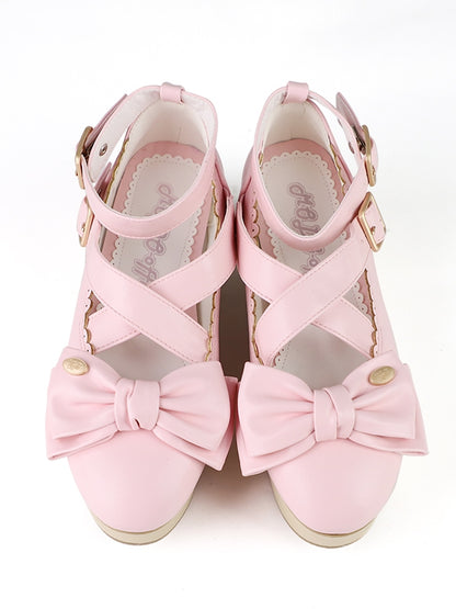 with Leather PU Sweet Pink Platforms Lolita