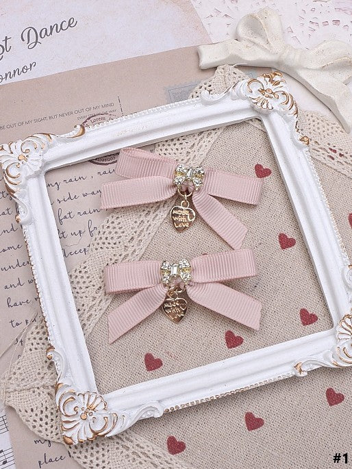 9 Kei Charm Bowknot Options Color Heart Hairclip Jirai