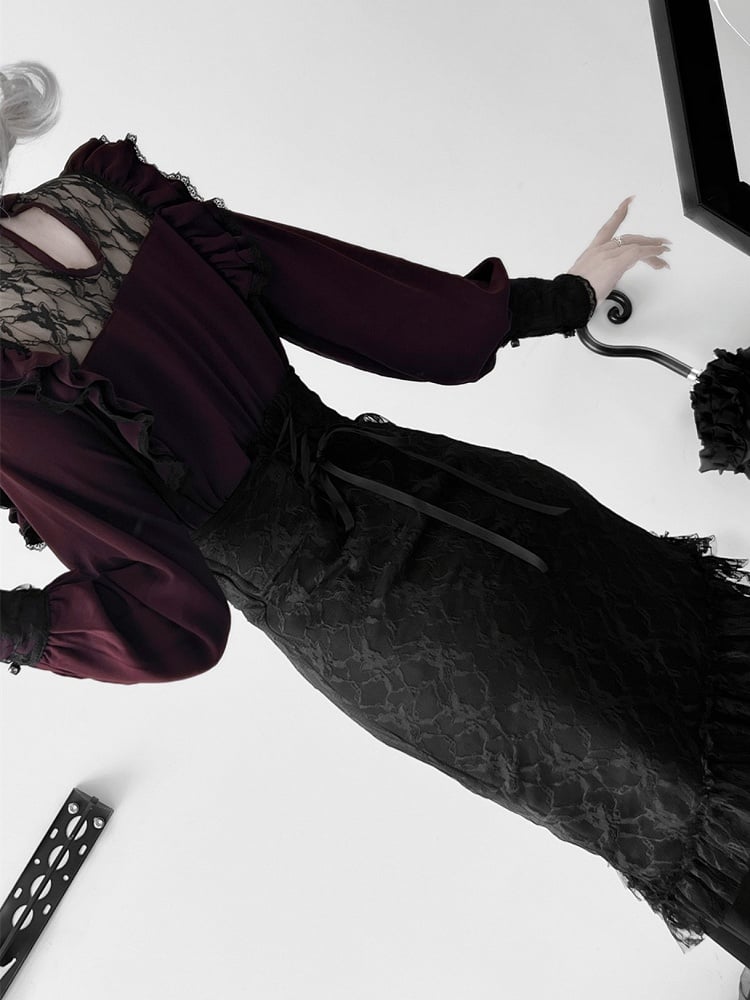 ウエストハートラインストーンジライケイマーメイドスカートブラックハイ