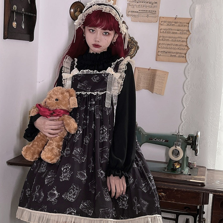 ネックラインエレガントベアスクエアウェンディジャンパープリントスカート