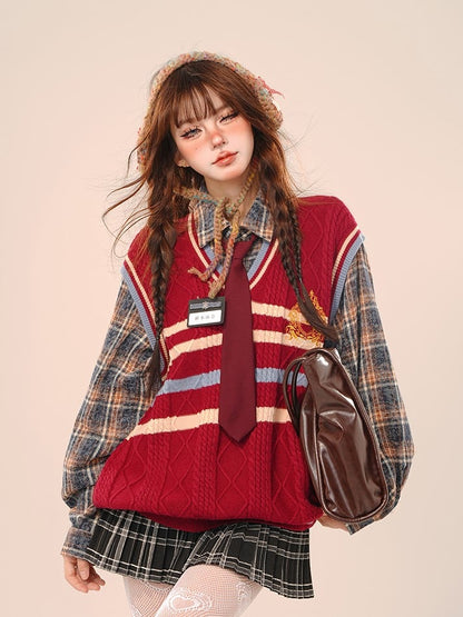 Fake Top Two-piece Academiacore Red