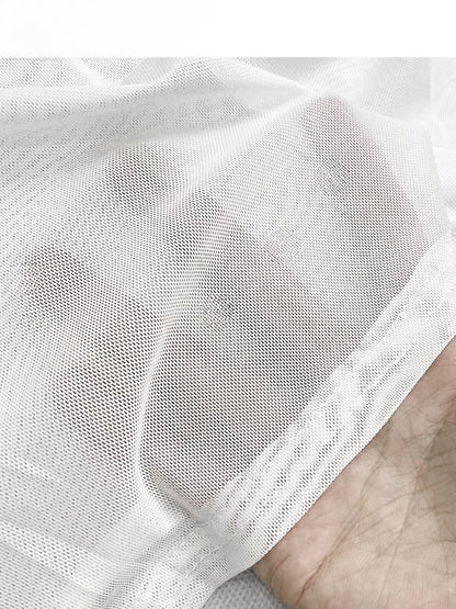 Y2K White Semi-Sheer Mock Neck Butterfly Glamorous Slim-fitting Top