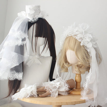 Accessory Lolita Choker) + Hat+Veil Full Set Cuffs (Mini Wrist Shiro