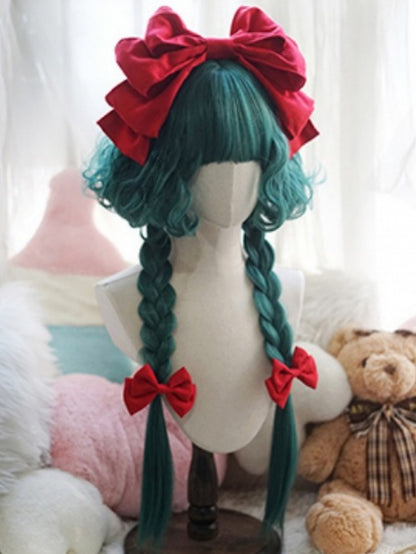 Hellblonde/pinke/rote/grüne/violette hüftlange Perücke mit vollem Pony