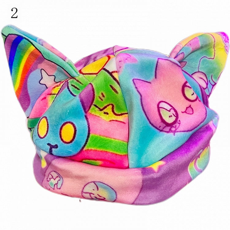 Print Hat Cat Ears Cartoon Y2K Options 3