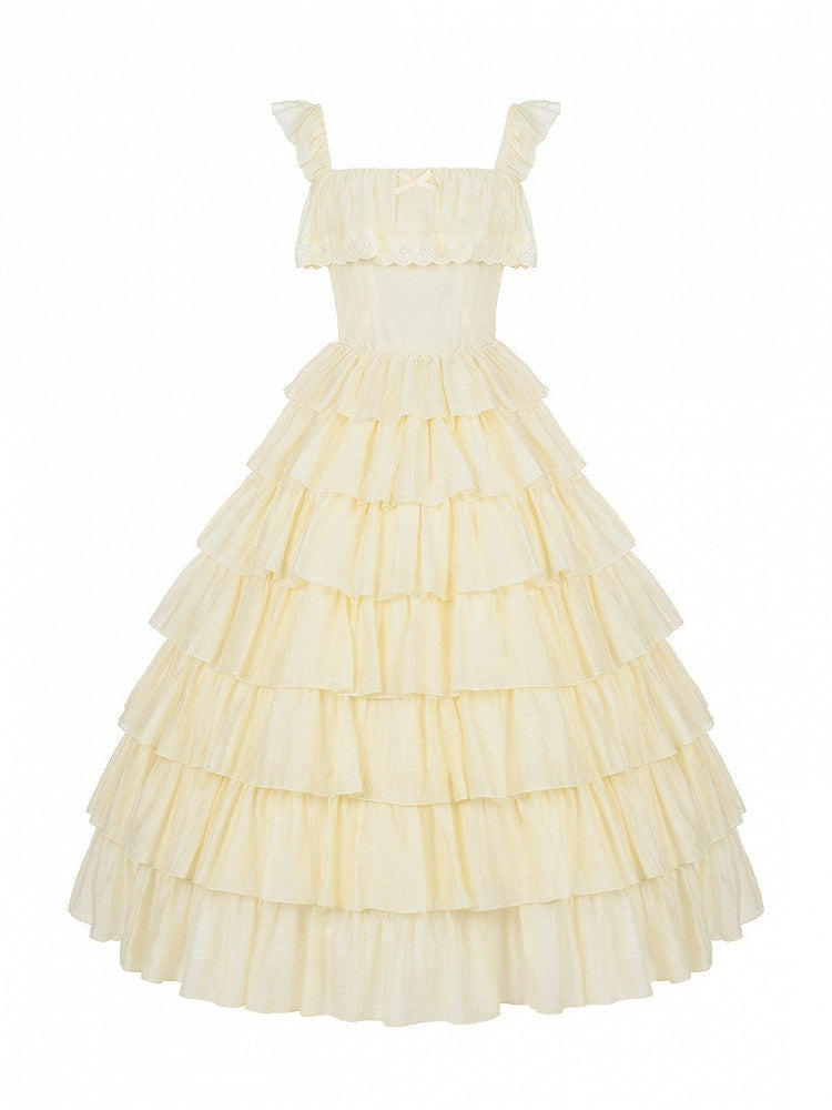 Yellow Lolita JSK with Ruffled Hem - With PUJI