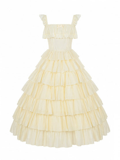 Yellow Lolita JSK with Ruffled Hem - With PUJI