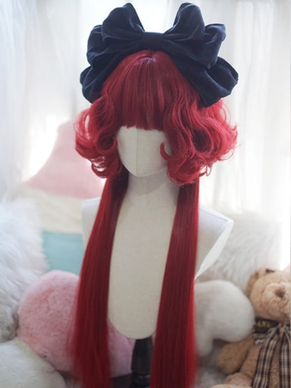 Hellblonde/pinke/rote/grüne/violette hüftlange Perücke mit vollem Pony