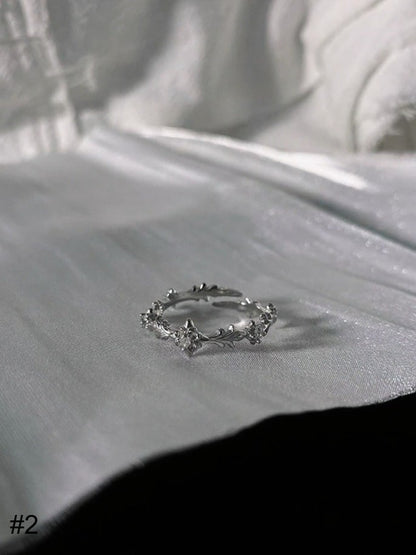 Silver Gothic Cross Ring with Rhinestone Accents - Insomnia Artist