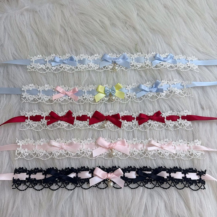 Options – Sweet Choker with Charms Bow Bead Color and 5 Lace Lolita