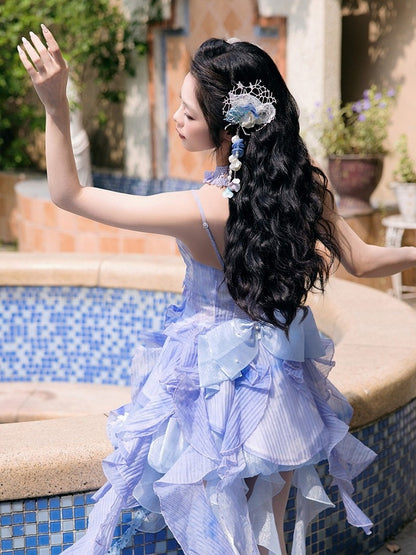 Ruffle Layered Sweet Purple Summer Dress - Zao Jing Ji