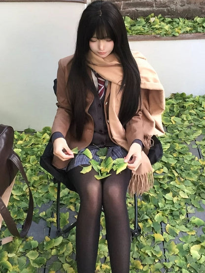 ブラウン制服JKブレザーカラー