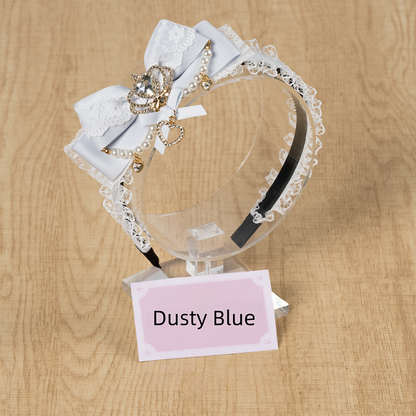 KC Crown with Chain Bead 3D Kei Jirai 7 Colors Decoration Bow and Rhinestone Lace