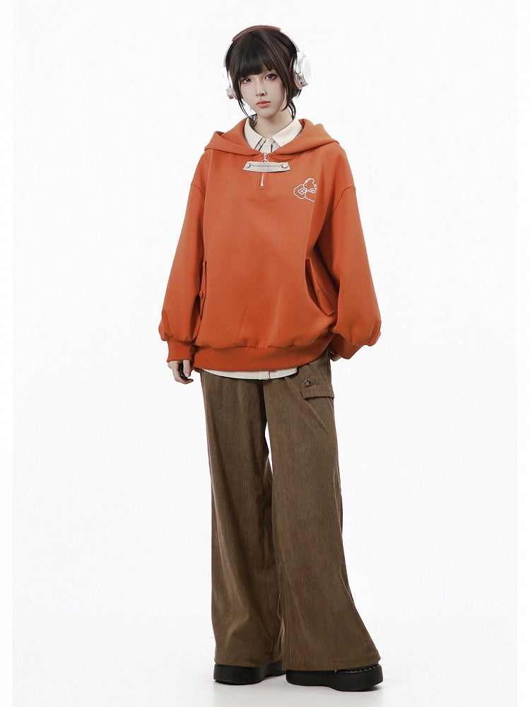Brown Belted Straight-Leg Trousers for Fall Winter Wear - PINK SAVIOR