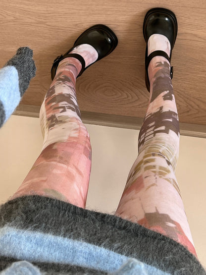 ホワイトプリントタイツデザイン