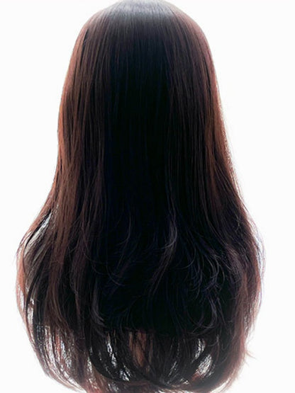 Air Wig Black Highlight And With 65CM Pink Wavy Bangs