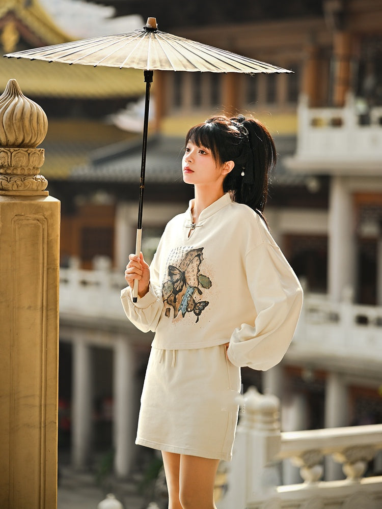 アプリコット/ブラックAラインスカート ショート/ロングバージョン