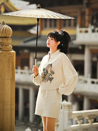 アプリコット/ブラックAラインスカート ショート/ロングバージョン