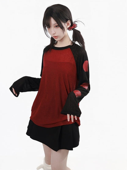 Moon Phase Print Round Neck Top - PINK SAVIOR