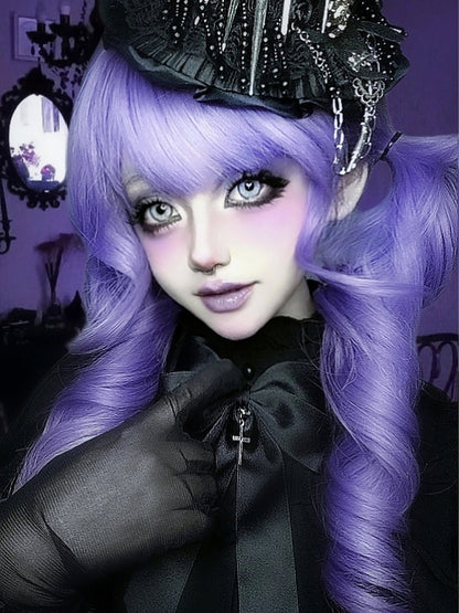 長さウィッグ エアウェーブ 前髪付き 70cm パープル