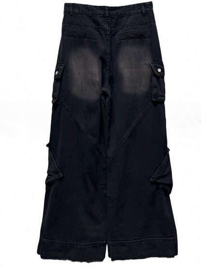 Details Black with Jeans Edge Urban Cargo Faded Zipper Straight-Leg