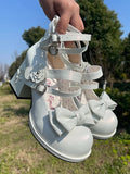 Shoes PU Rose Leather Silver-white in Bow High-heel Details with Decorative Elegant Lolita