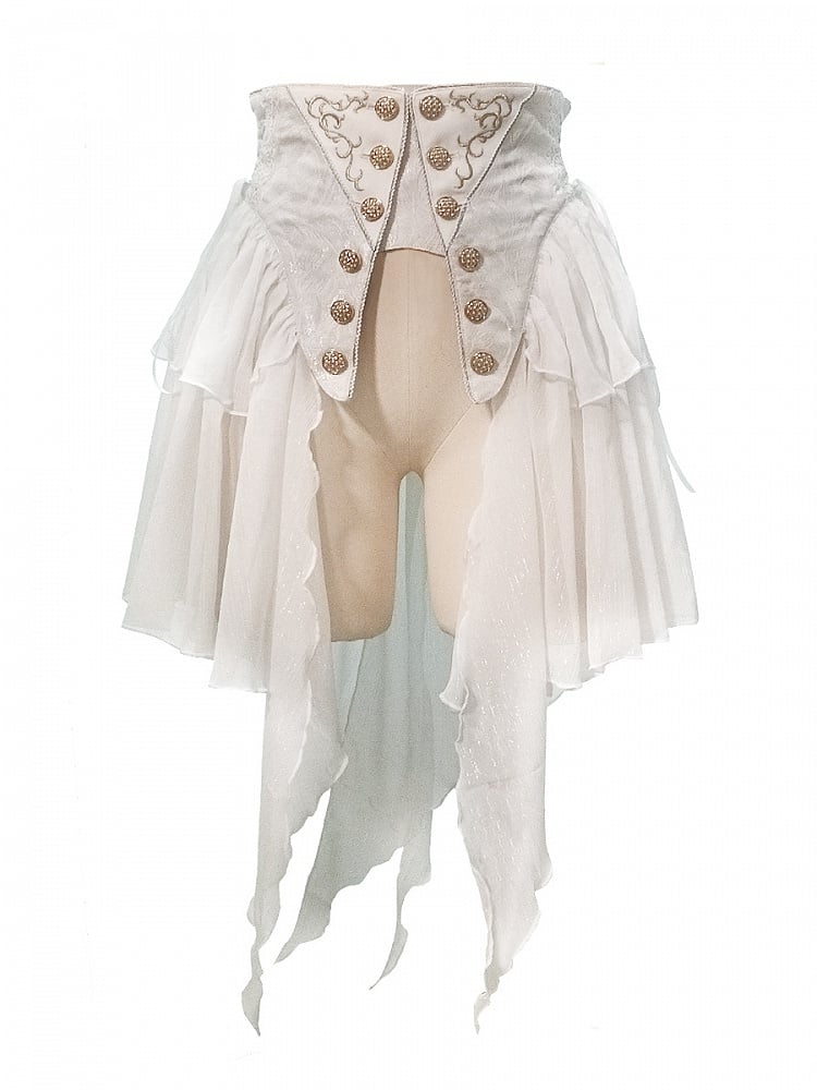 Buttons Ouji Lolita Gold-tone Belt White Corset
