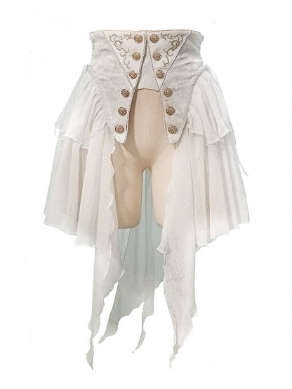Buttons Ouji Lolita Gold-tone Belt White Corset