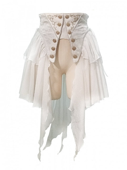 Buttons Ouji Lolita Gold-tone Belt White Corset