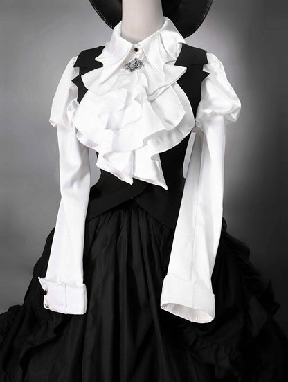Black Waistcoat with Gothic Bat Wing Collar and Rear Lace-Up Detail - LAgreability